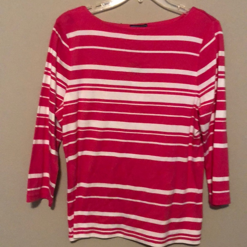 Chaps 3/4 sleeve striped top